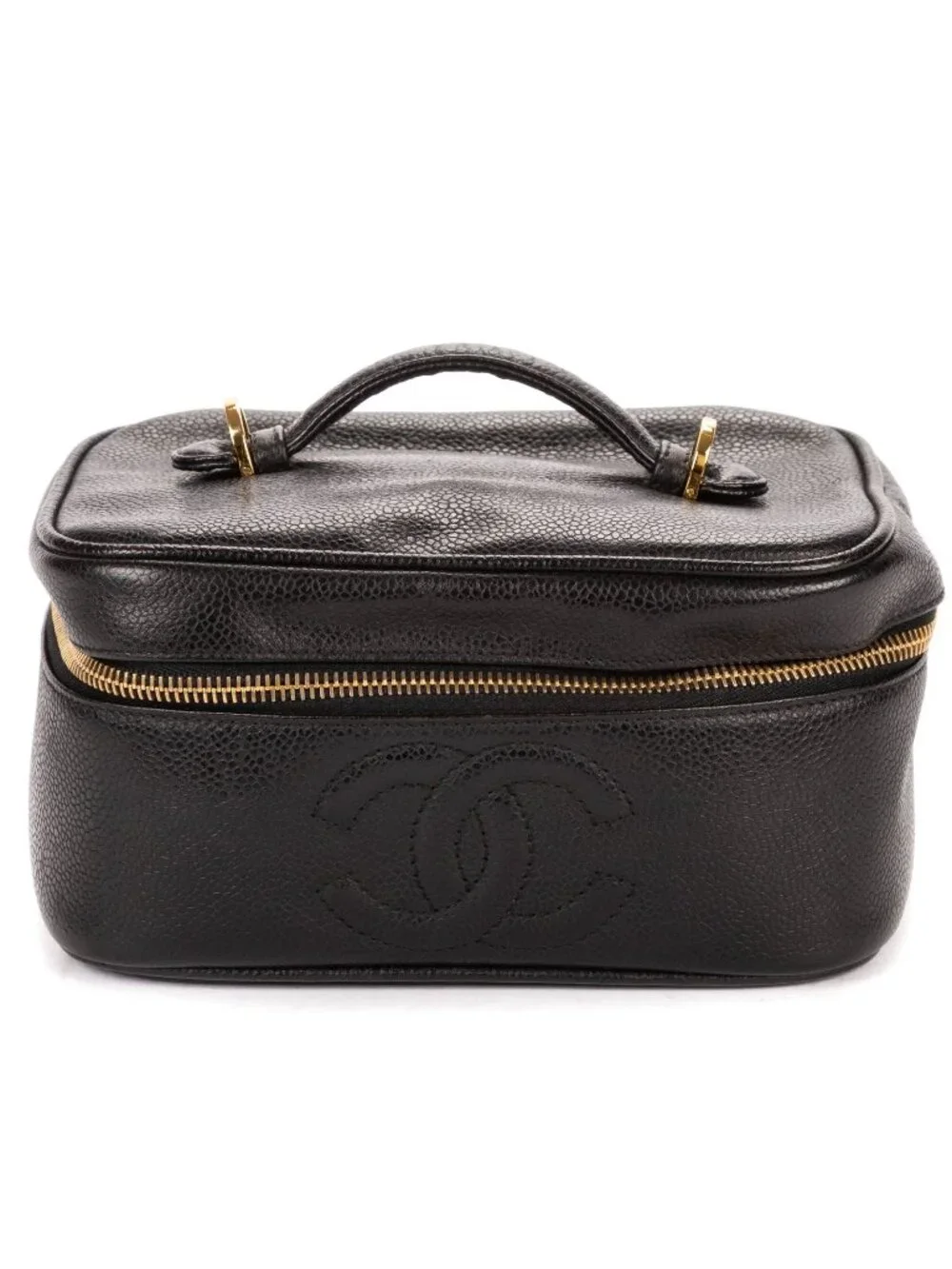 Chanel CC Logo Vanity Bag Black Caviar Leather